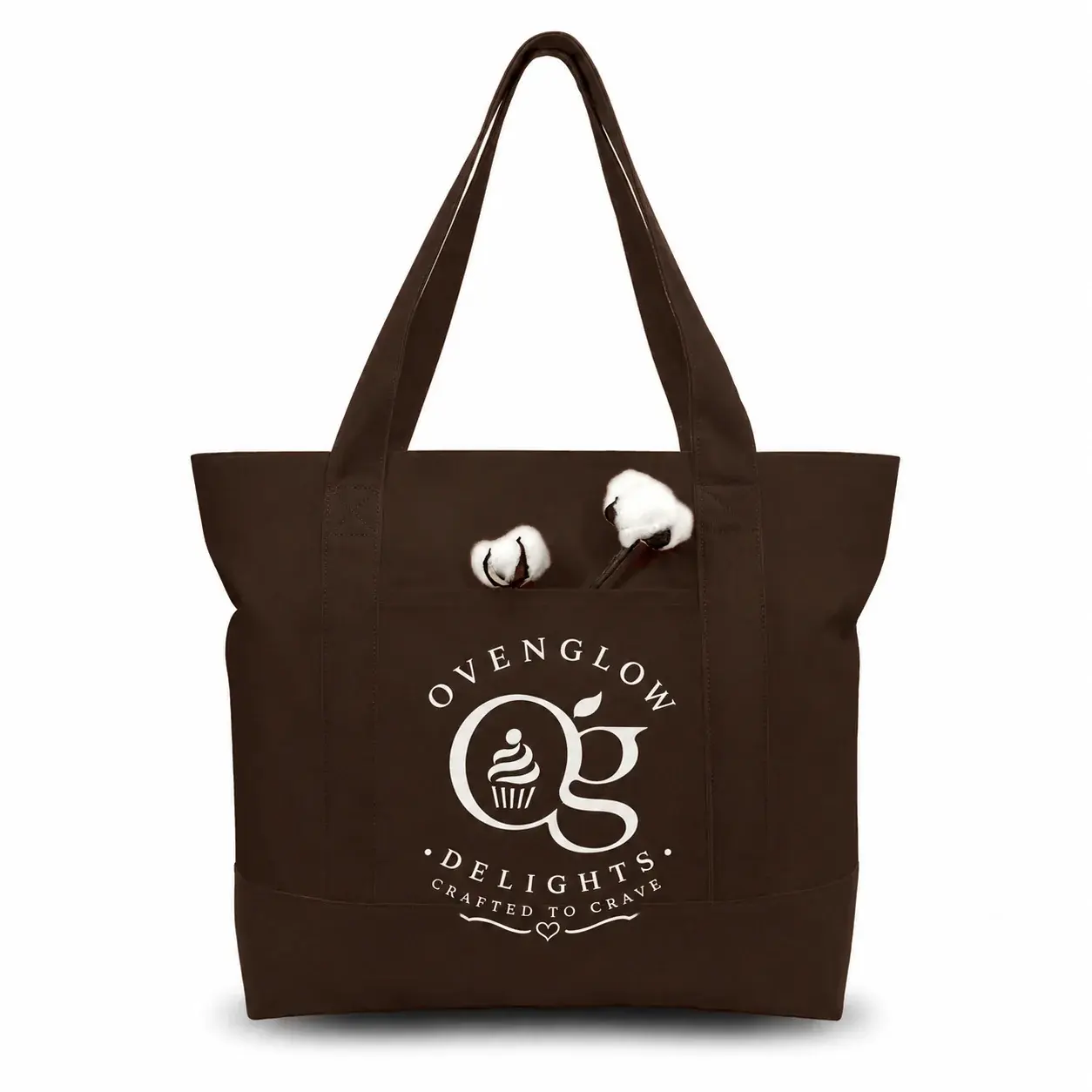 Brown Large Canvas Tote Bag | 19" x 15" x 6"