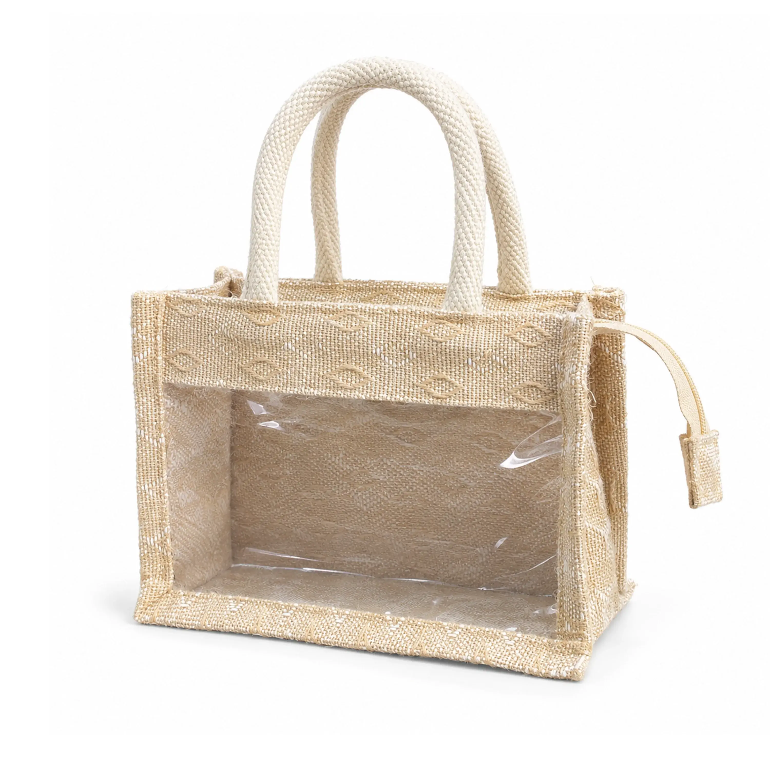 Mini Double Diamond Jute Bag with Window