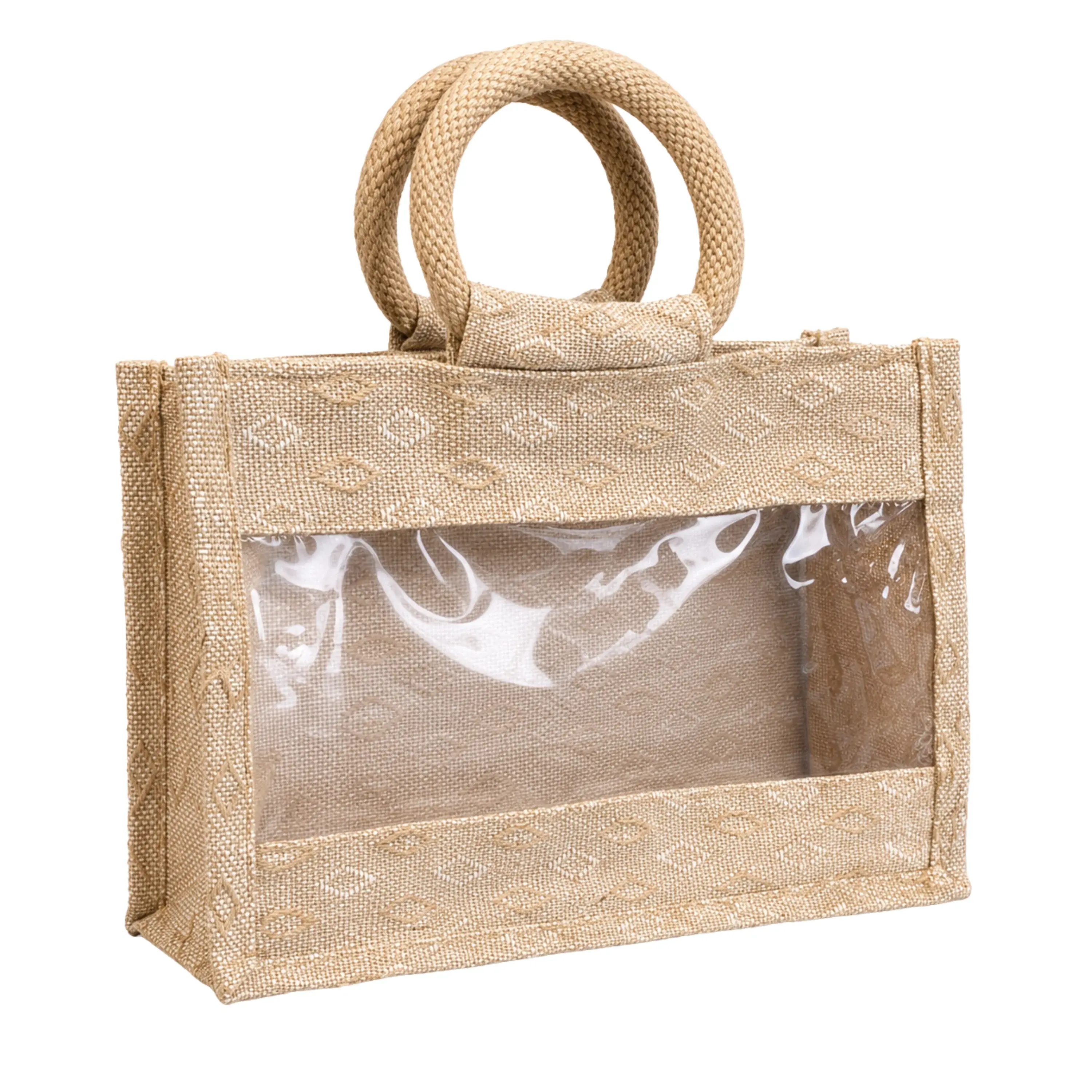 Double Diamond Jute Bag with Window